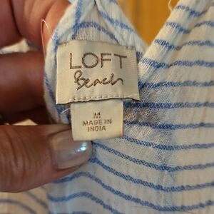 LOFT Beach Striped Top in Blue and White